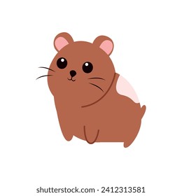 Cute hamster cartoon vector Illustration isolated on a white background.