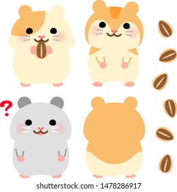 Cute hamster character illustration set