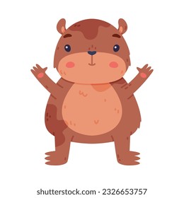Cute Hamster Character with Stout Body Standing and Smiling Vector Illustration