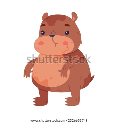 Cute Hamster Character with Stout Body Standing Vector Illustration