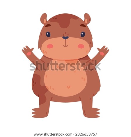 Cute Hamster Character with Stout Body Standing and Smiling Vector Illustration