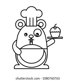 cute hamster chef with cup cake kawaii character