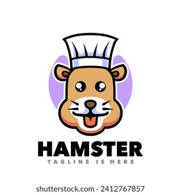 Cute hamster chef mascot logo