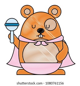 cute hamster with cloak and jingle bell kawaii character