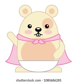 cute hamster with cloak kawaii character