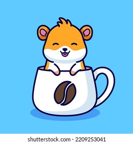 Cute Hamster auf Kaffeetasse, Vektorgrafik