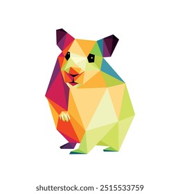 Cute Hamster in Colorful Polygonal Vector Logo. guinea pig Hamster Mouse in Colorful Abstract Low Poly Vector. Hamster Vector Abstract Illustration