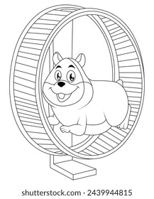 cute hamster coloring book page