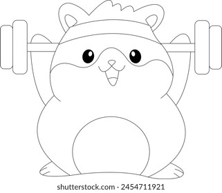 Cute hamster coloring book page 