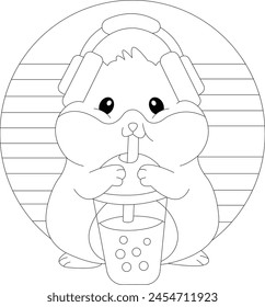 Cute hamster coloring book page 