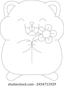 Cute hamster coloring book page 