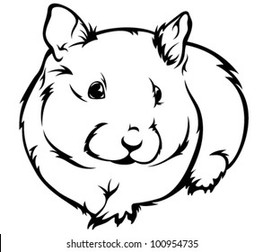 cute hamster (Cricetus) vector illustration - black and white outline