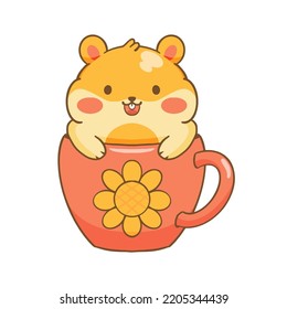 cute hamster in cup illustration