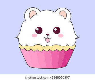 Cute Hamster Cupcake, minimalistisch, kawaii, Pastellfarben