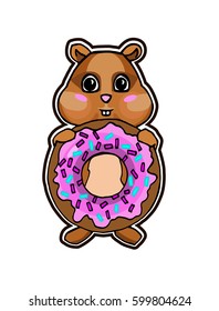 Cute hamster with donut