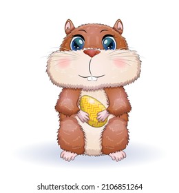Cute hamster with easter egg, hamster cartoon characters, funny animal character, Easter concept, postcard