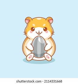 Cute hamster eating sunflower seed cartoon