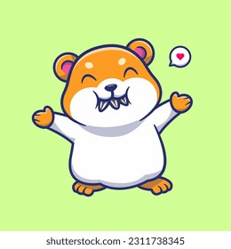 Cute Hamster Eating Sunflower Seed Cartoon Vector Icon Illustration. Animal Food Icon Concept Isolated Premium Vector. Flat Cartoon Style