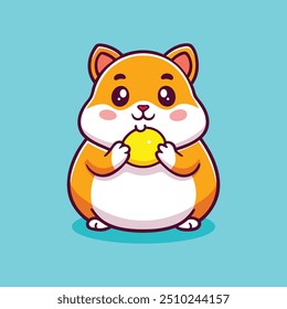 Lindos Hamster Comendo Ícone Vetor Ilustração. Vetor plano isolado