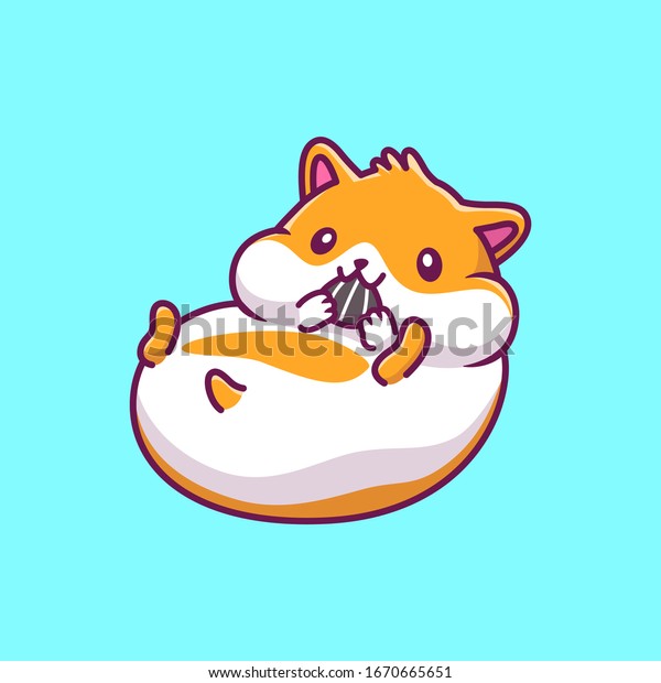 Cute Hamster Eating Vector Icon Illustration Stock Vector Royalty Free