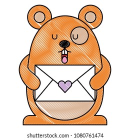 cute hamster with envelope kawaii character