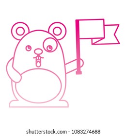 cute hamster with flag kawaii character
