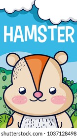Cute hamster in forest cartoon