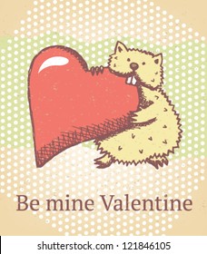 Cute hamster gnawing a heart
