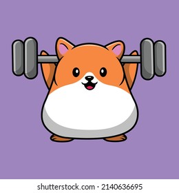 Cute Hamster Fitness Cartoon Vektorsymbol Illustration. Animal Sport Icon Konzept isolierter Premium Vektor. Flachbildkartonstil