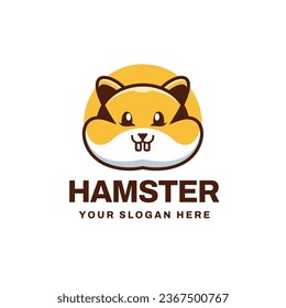 Cute Hamster Head Logo Vector Icon Illustration