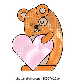 cute hamster with heart kawaii character