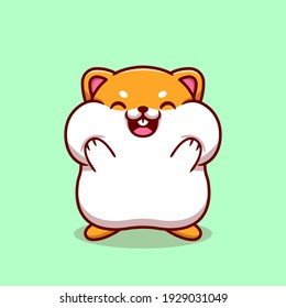 Cute Hamster Holding the Cheek Cartoon Vector Icon Illustration. Animal Nature Icon Concept Isolated Premium Vector. Flat Cartoon Style