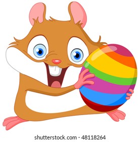 Cute hamster holding Easter egg