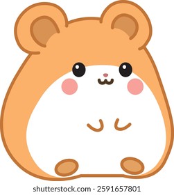 Cute hamster in kawaii style. Illustration with funny rodent character isolated on white