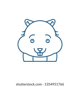 Cute hamster line icon concept. Cute hamster flat  vector symbol, sign, outline illustration.