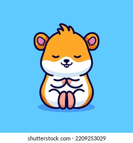 Cute Hamster Meditation Mascot Vector Illustration