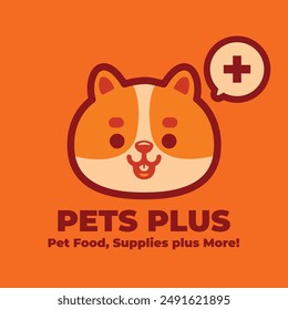 Cute Hamster Pets Plus Logo Design