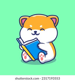 Cute Hamster Reading Book Cartoon Vector Icon Illustration. Animal Education Icon Concept Isolated Premium Vector. Flat Cartoon Style