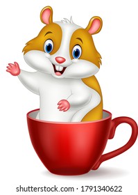 Cute-Hamster in roter Tasse