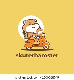 cute hamster is riding a scooter