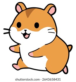 cute hamster running pet animal cartoon character flat color vector illustration template design