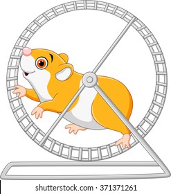 Cute Hamster Running In Rolling Wheel