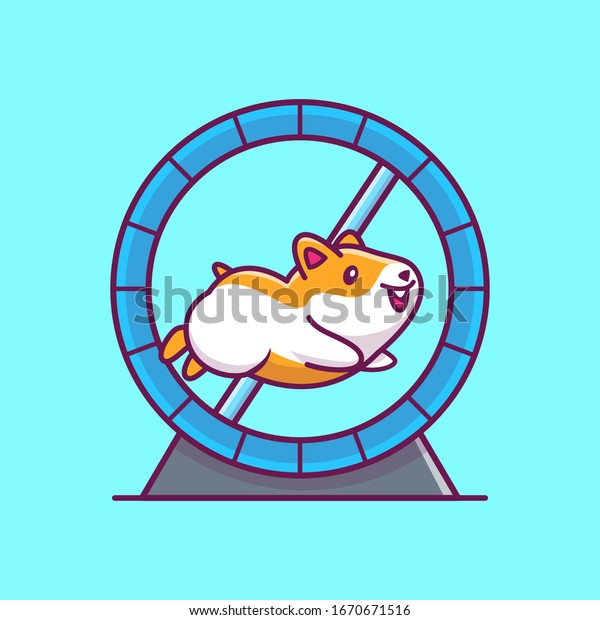 Cute Hamster Running Vector Icon Illustration.
Hamster Mascot Cartoon Character. Animal Icon Concept White
Isolated. Flat Cartoon Style Suitable for Web Landing Page, Banner,
Flyer, Sticker, Card