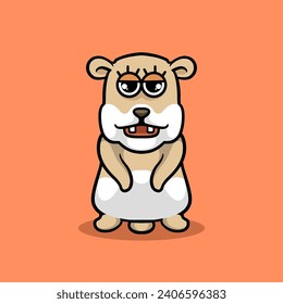 Cute hamster sad face and cute face cartoon illustration 