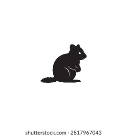 Cute hamster silhouette sitting profile. Small rodent graphic for pet care and veterinary medicine illustrations.