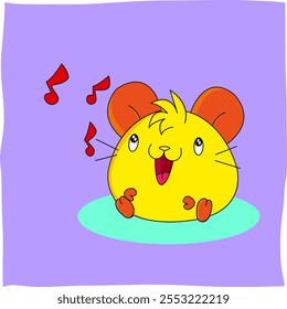 cute hamster singing happily, suitable for the mascot