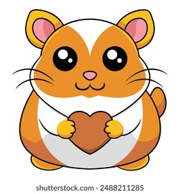 Cute Hamster Sitting Cartoon Vector Kawaii Icon. Animal Pet Illustration