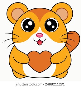 Cute Hamster Sitting Cartoon Vector Kawaii Icon. Animal Pet Illustration