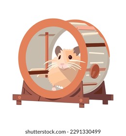 Cute hamster sitting on the wheel icon isolated