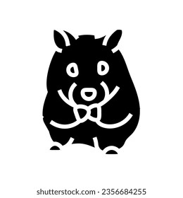 cute hamster sitting pet glyph icon vector. cute hamster sitting pet sign. isolated symbol illustration